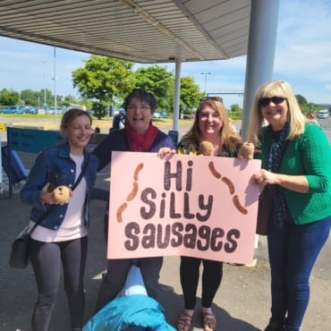Laughter yoga zoom group mets in person!
